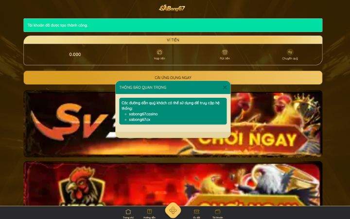 Đăng ký SABONG67 thành công Đăng ký SABONG67 thành công